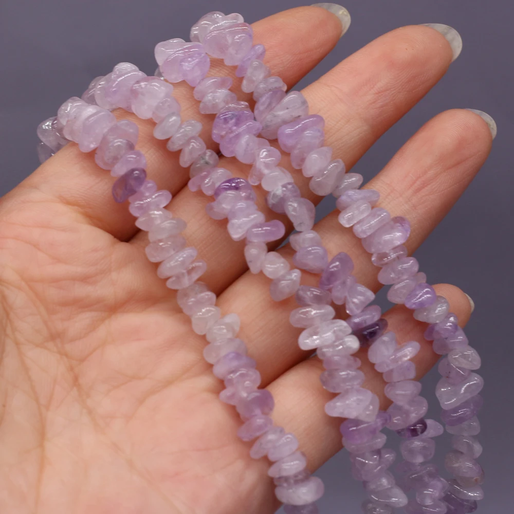 

2021 Natural Semi-precious Stones Light Amethyst Crushed Stone Size 5-8mm Length 40 Cm For Making DIY Exquisite Handicraft Gifts