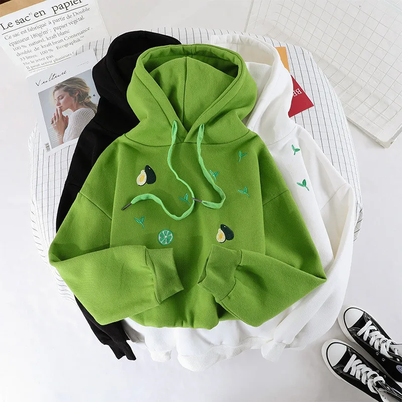 

Hiawatha College Style Spring Autumn Hooded Sweatshirt Women Cute Loose Long Sleeve Hoodies WY1009