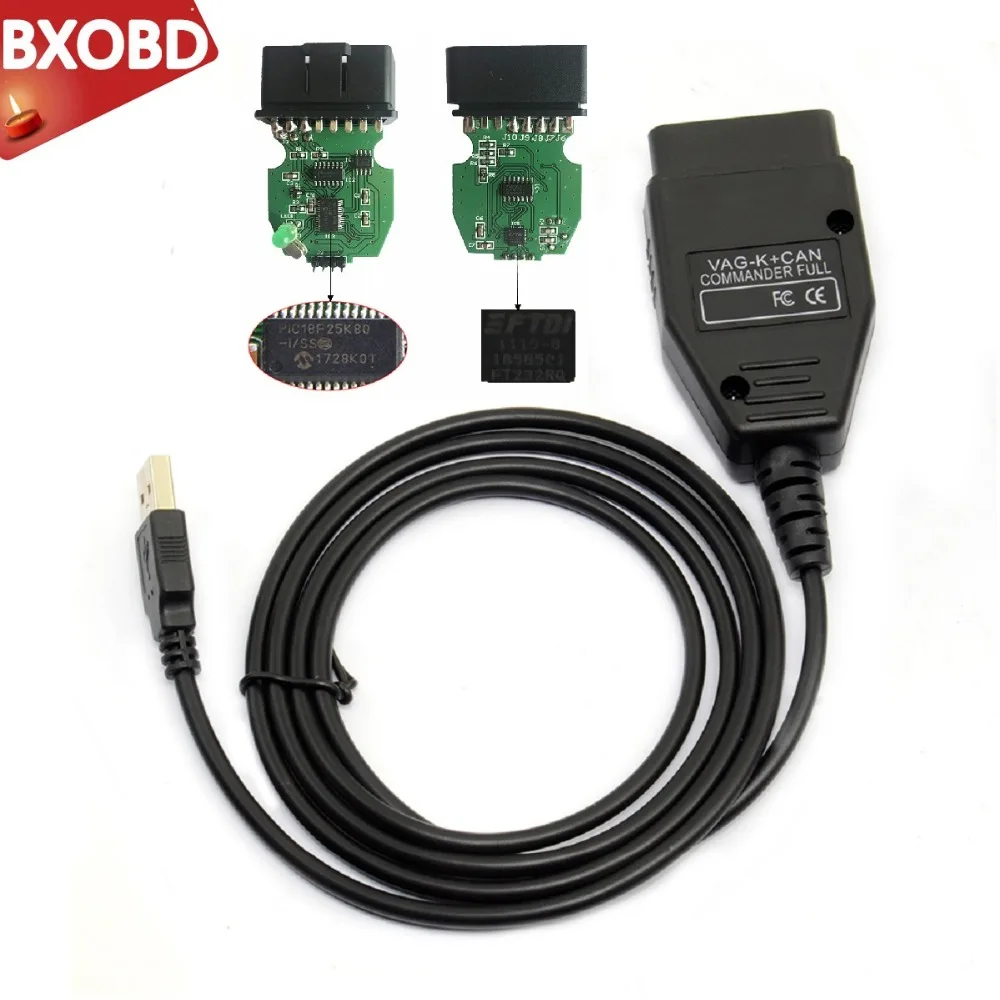 Диагностический кабель VAG K + CAN Commander 1 4 с чипом PIC18F25K80 FTDI FT232RQ для V W/AUDI/SKODA/SEAT line