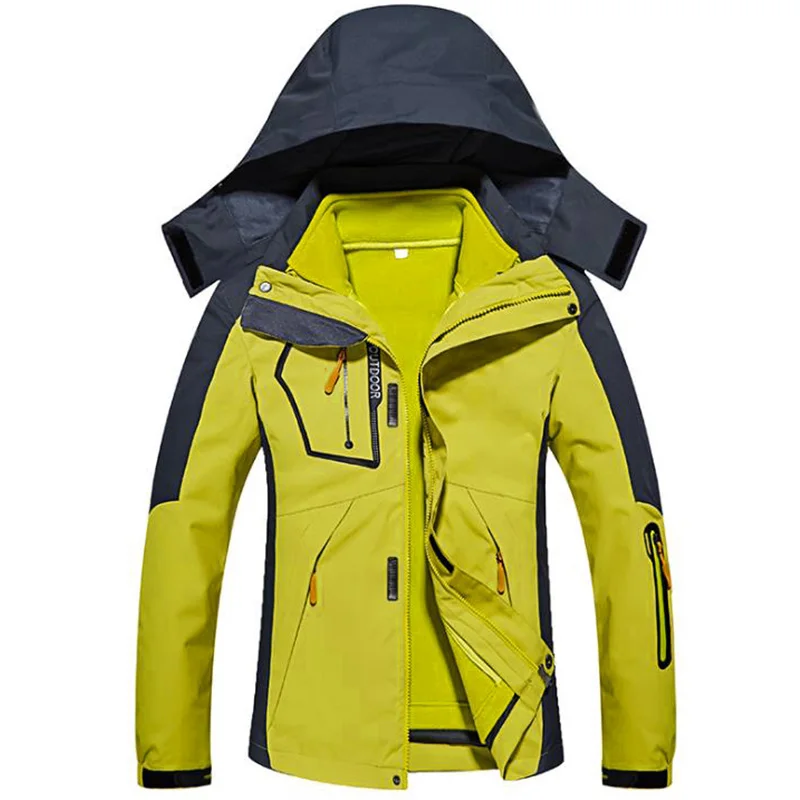 Уличная зимняя водонепроницаемая ветрозащитная Мужская и Женская куртка 3 в 1 с
