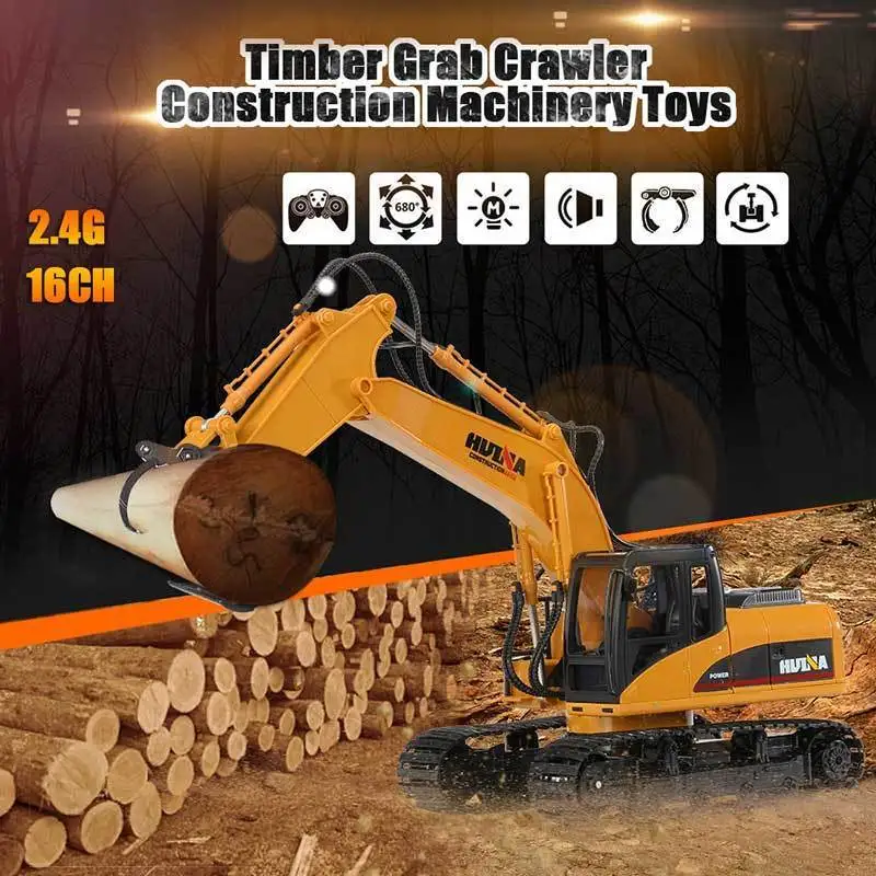 Online 2.4G RC Excavator 680 ° Meja Rotasi Logam RC Mainan Mobil Dengan Cahaya Dan Suara Excavator Meraih Mesin Mobil Mainan Untuk Anak