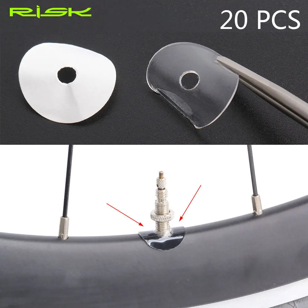 

RISK 20pcs Bicycle Valve Rim Protection Sticker For FV Presta Tire Valve Nozzle Glue Pad MTB Road Bike Air Nozzle Fixed Sticky