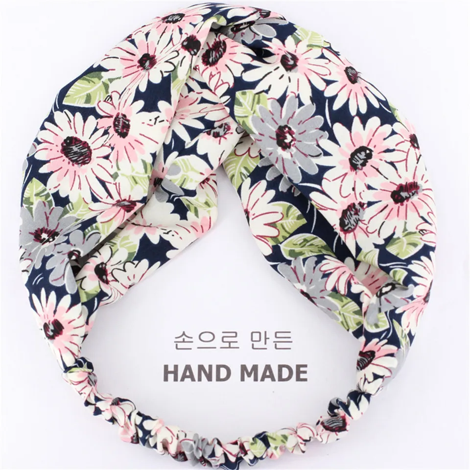 Повязка для волос с цветочным принтом женская богемный Бандаж перехлёстом