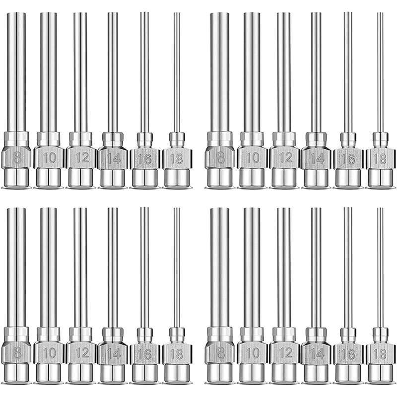 

24 шт., иглы для дозирования, 1 дюйм, из нержавеющей стали
