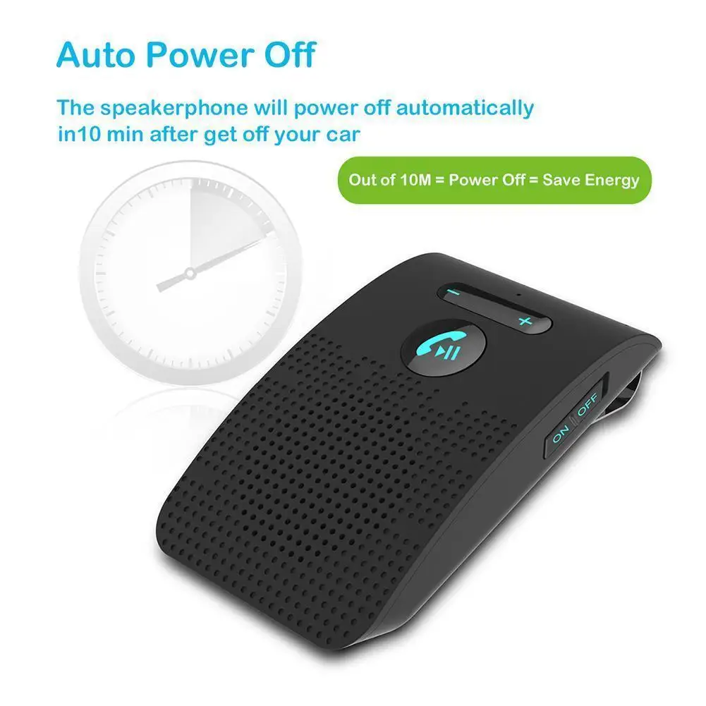 Bluetooth Handsfree Car Kit 4.2 Sun Visor clip Wireless Audio Receiver Speakerphone Loud Speaker Music Player Dual Microphone | Автомобили