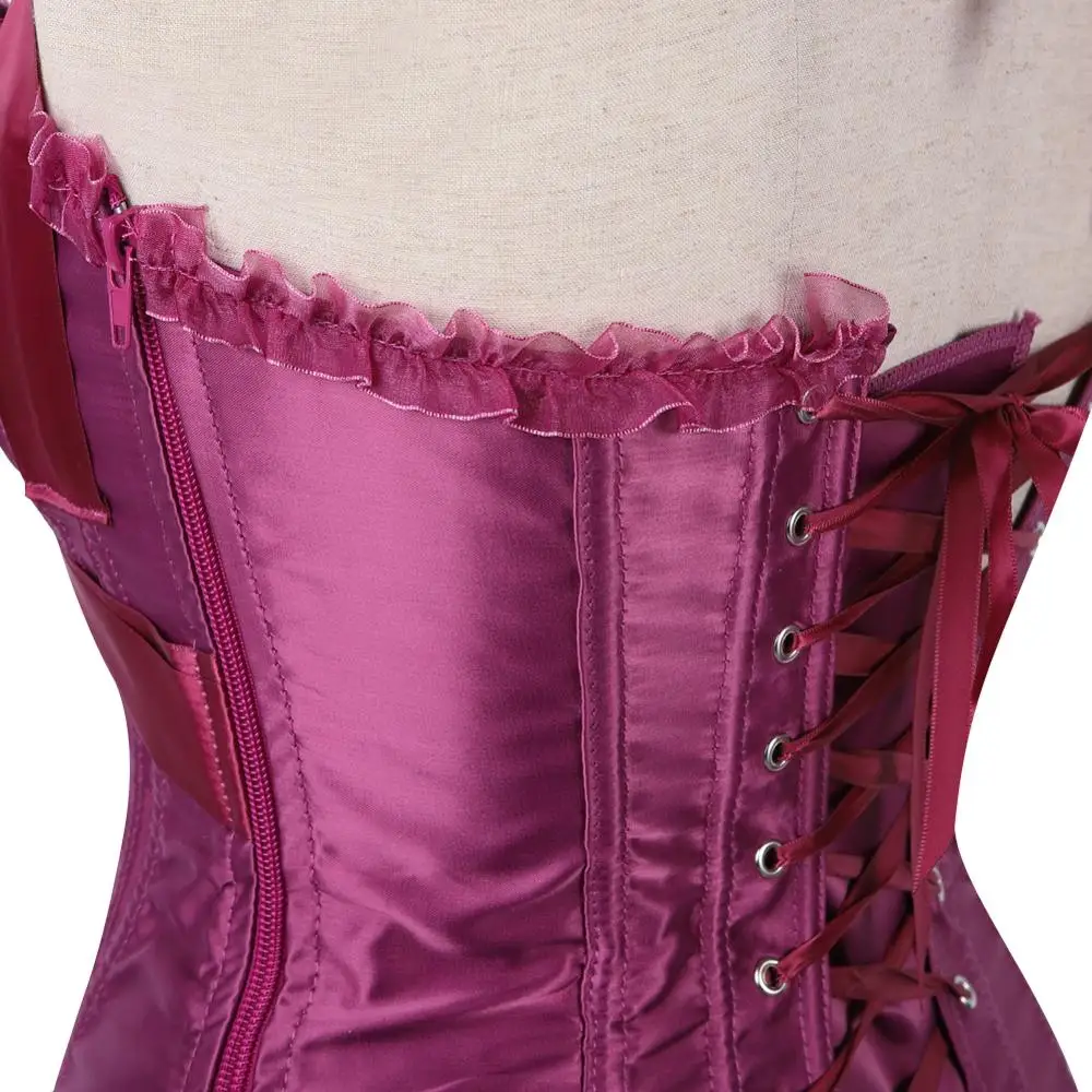 Женский сексуальный атласный корсет на бретельках регулируемый бюстье с молнией