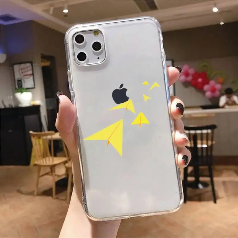 

Cute funny paper airplane Phone Case Transparent for iPhone 6 7 8 11 12 s mini pro X XS XR MAX Plus cover funda shell
