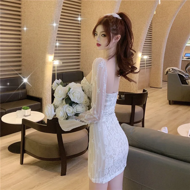 

Real Shot 2020 New Fashion Design Lace High-End Ladies Temperament Sexy Slim Tight Women's Dress