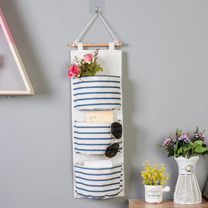 Подвесная сумка Органайзер из хлопка и льна 3 отделения|Подвесные органайзеры| |