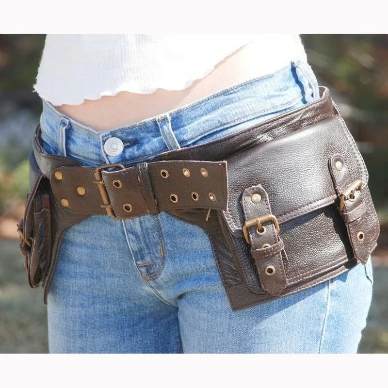 

Medieval Bohemia Waist Phone Pouch Bag Viking Knight Leather Utility Belt Steampunk Hip Pocket Cosplay Accessory For Women Men