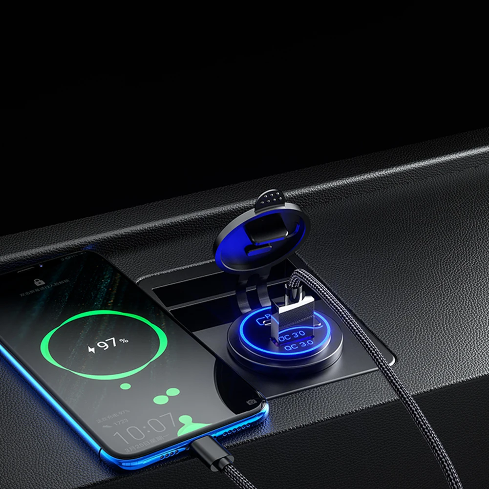 Водонепроницаемое зарядное устройство PD + Quick Charge 3 0 два USB-порта с выключателем