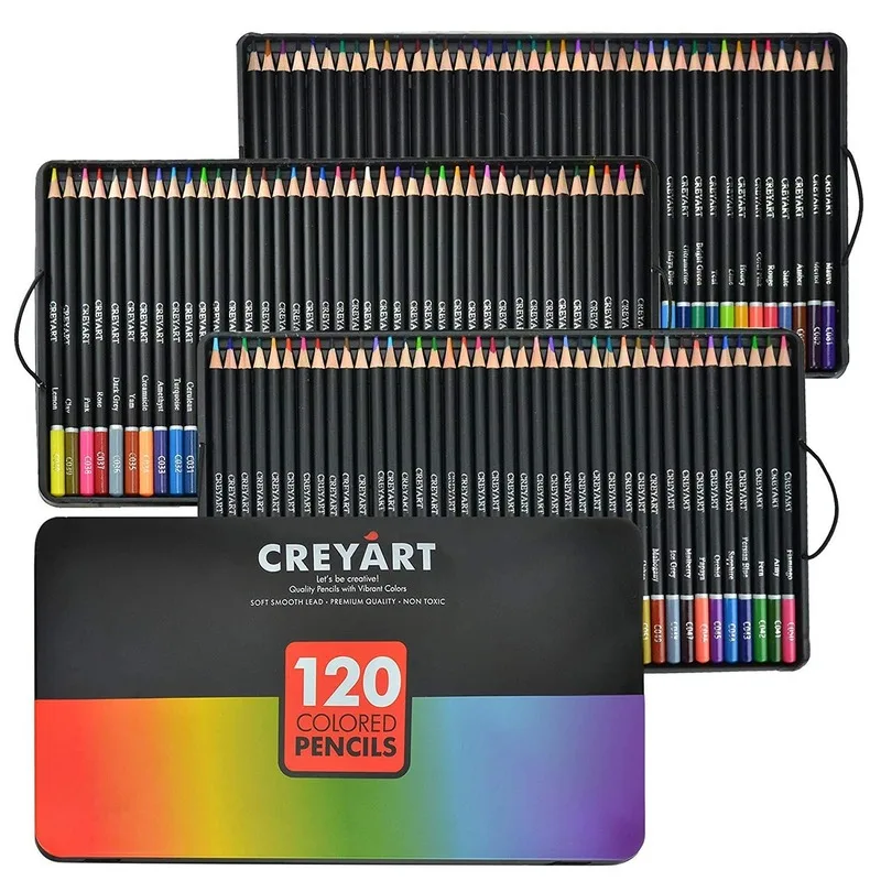Caja de hierro para pintura profesional, juego de l&aacute;pices de colores de alta calidad, 120 colores-0