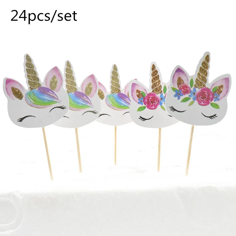 Unicorn cake insert Единорог вечерние вставка для торта девичник вечеринка Свадьба украшения с днем рождения детский душ принадлежности DIY торт флаг для домашнего декора - Цвет: Unicorn cake insert