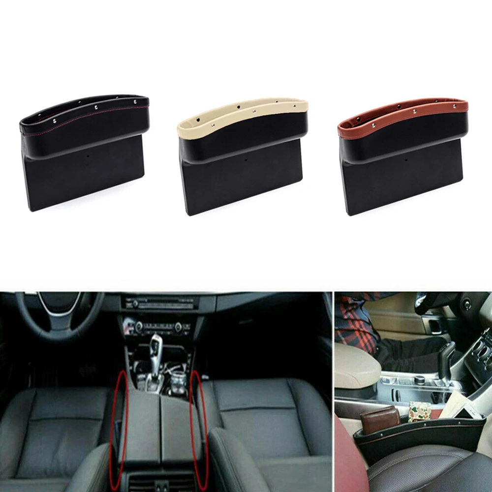 

Car Seat Crevice Pockets Leather Leak-Proof Storage Box Car Organizer Universal