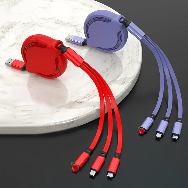 

3 In 1 USB Type C Micro USB Charger Cable For Xiaomi Samsung Android Cable Retractable Portable Charging Wire For iPhone 13 Pro