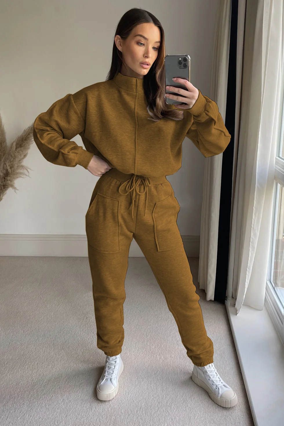 

Fall Louungewear Women Clothing 2 Piece Set Full Sleeve Hoodie Sweat Suit Solid Color Cotton Tracksuit Wholesale Dropshipping