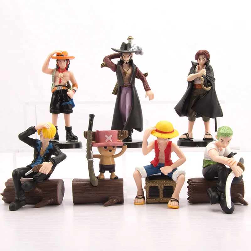 

7 шт./компл. Аниме One Piece Luffy Zoro Dracule Mihawk Sanji Ace Shanks ПВХ экшн-фигурки коллекционные модели игрушки Поклонники подарок