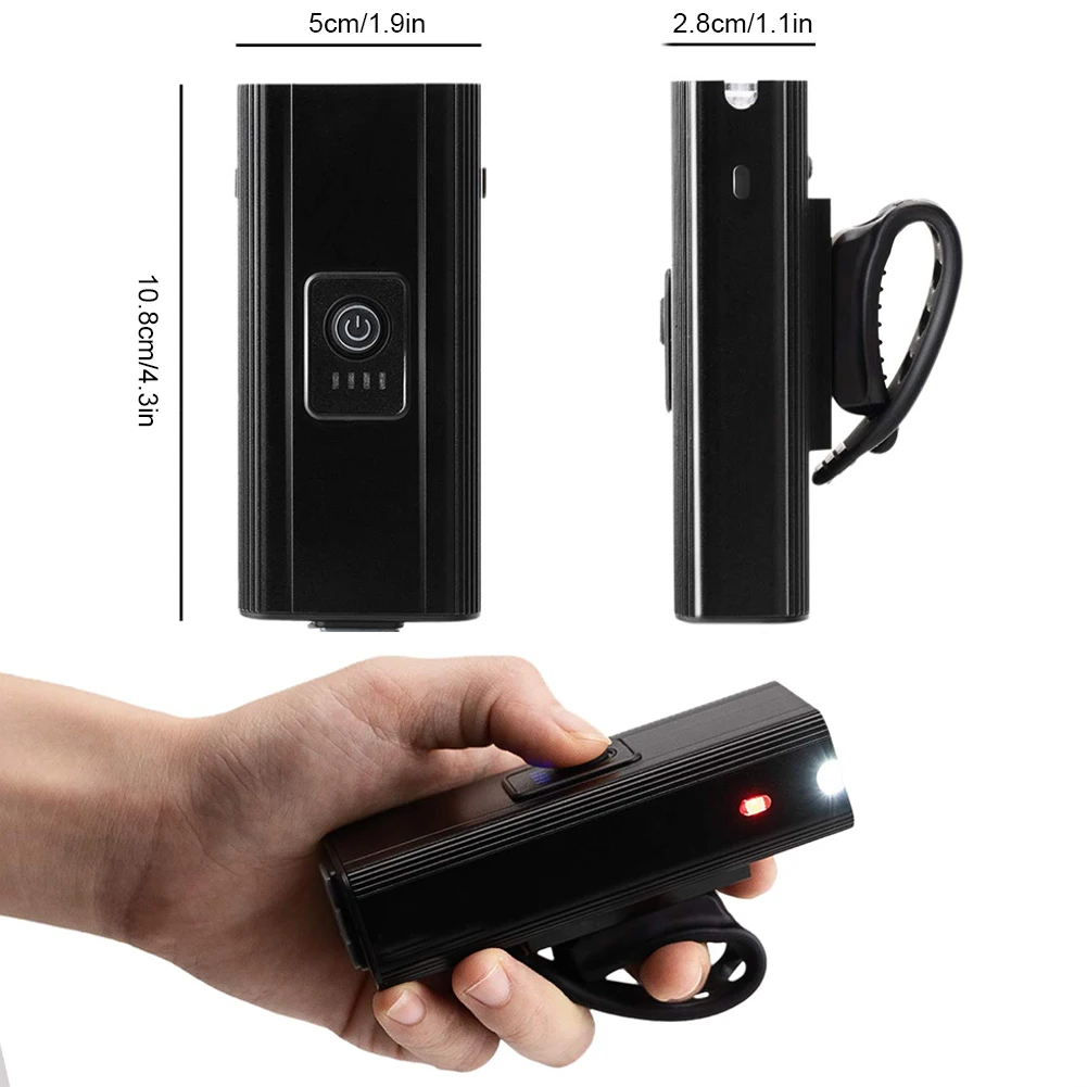 

Bicycle Light Rainproof USB Charging LED 1200 Lumens MTB Front Lamp Headlight Aluminum Ultralight Flashlight Bike Light Black