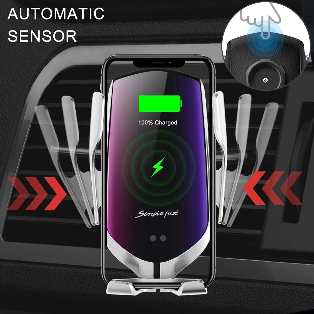 automatic 10w qi car mount wireless charger for iphone 12 pro 11 xs xr x 8 samsung s20 s10 induction fast charging phone holder free global shipping
