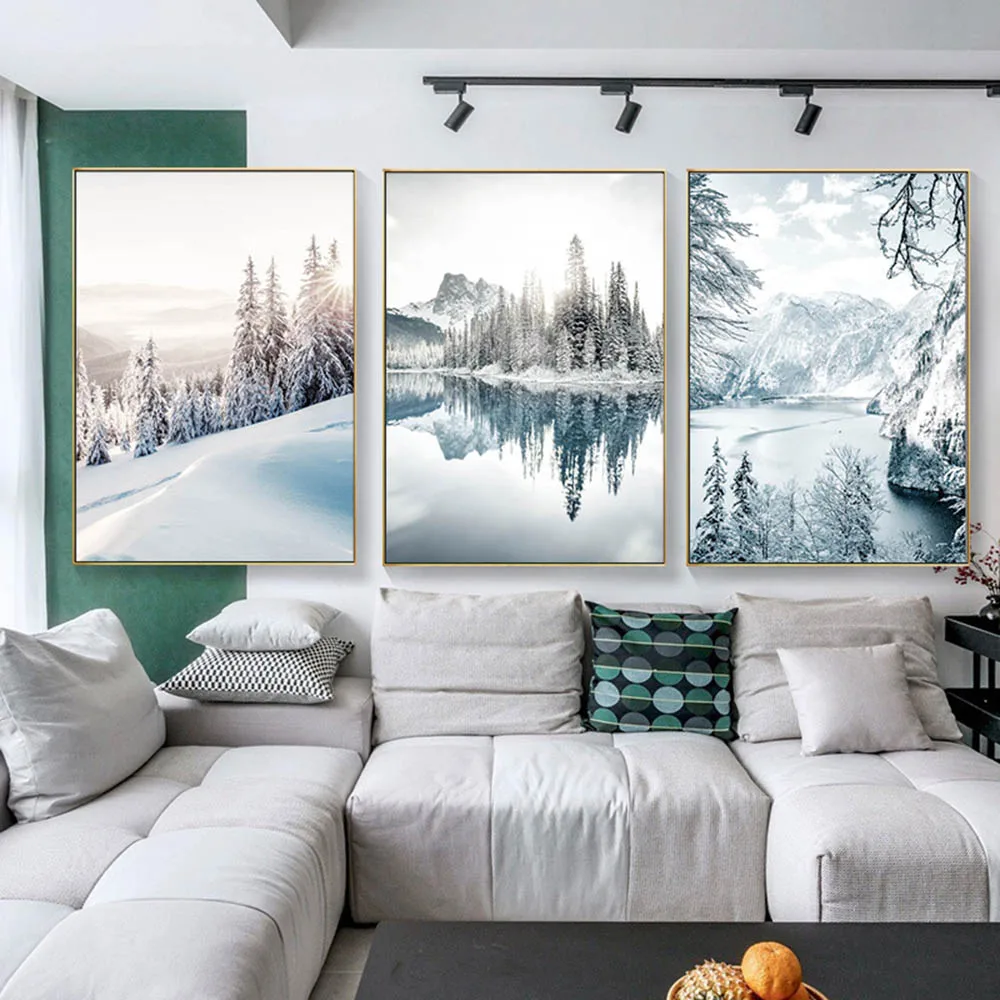 

Nordic Mystical Siberia Winter Snow Forest Landscape Canvas Painting Morning Scenery Print Poster Art Wall Pictures Home Decor