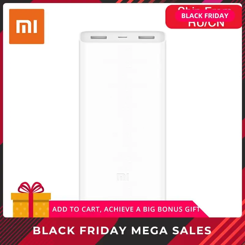 Xiao mi power Bank 20000 мАч 2C портативное зарядное устройство Поддержка QC3.0 Dual USB внешний