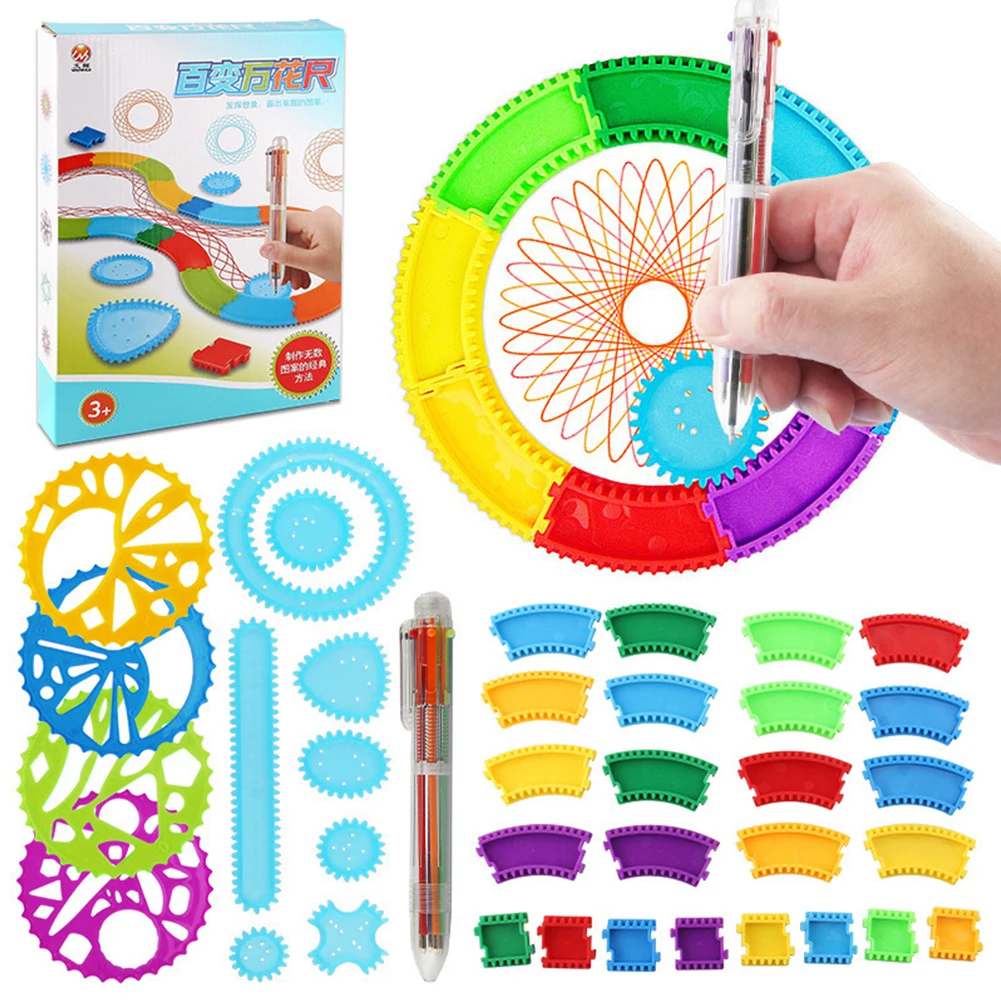 

Tools Painting Wheels Interlocking Gears Stationery Drawing Toys Set Development Accessories Ruler Children Gift Early Learning