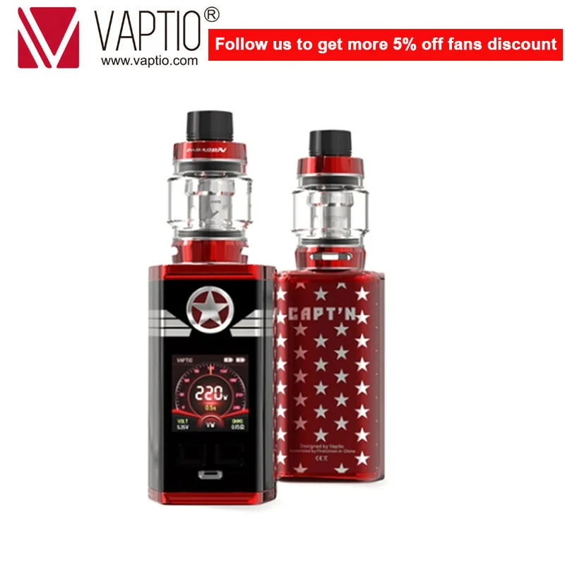 Оригинальный Vaptio capn'paragon Captain Kit 220 Вт 510 бокс-мод вейп с атомайзером 8 мл/2 мл