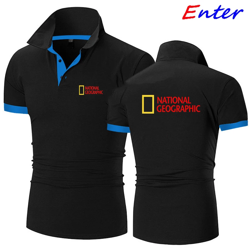 

National Geographic LOGO Men's Summer High Quality T-shirt Slim Anime Short Sleeve Polo Shirt High-end 3D Men's T-shirt -2