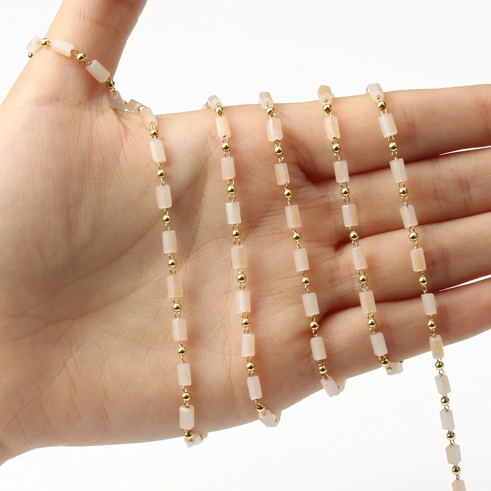 Цепочка-четки ручной работы золотого цвета цилиндрическая цепочка с