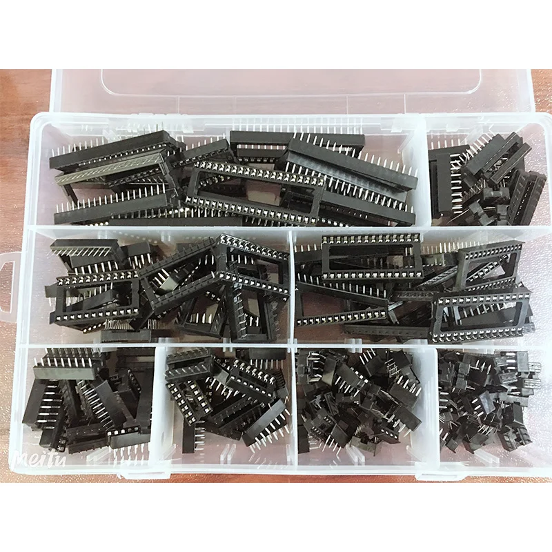 150 шт. 2 54 мм Шаг DIP IC гнездо адаптера Комплект классификации 6 8 14 16 18 24 28 40 Pin