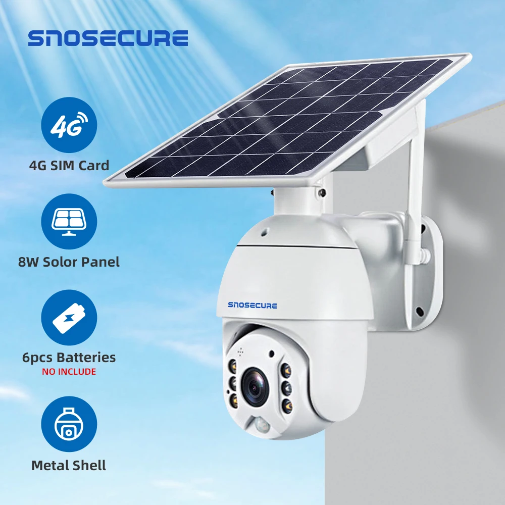 IP камера видеонаблюдения SNOSECURE 4G SIM карта 1080P Wi Fi 8 Вт|Камеры видеонаблюдения| |