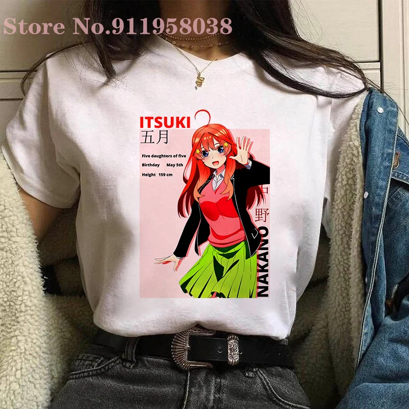 

Miku Nakano 5 Toubun No Hanayome T-shirt Cartoon Anime Retro Fashion Round Neck Short Sleeve Harajuku Casual women/man T-Shirts