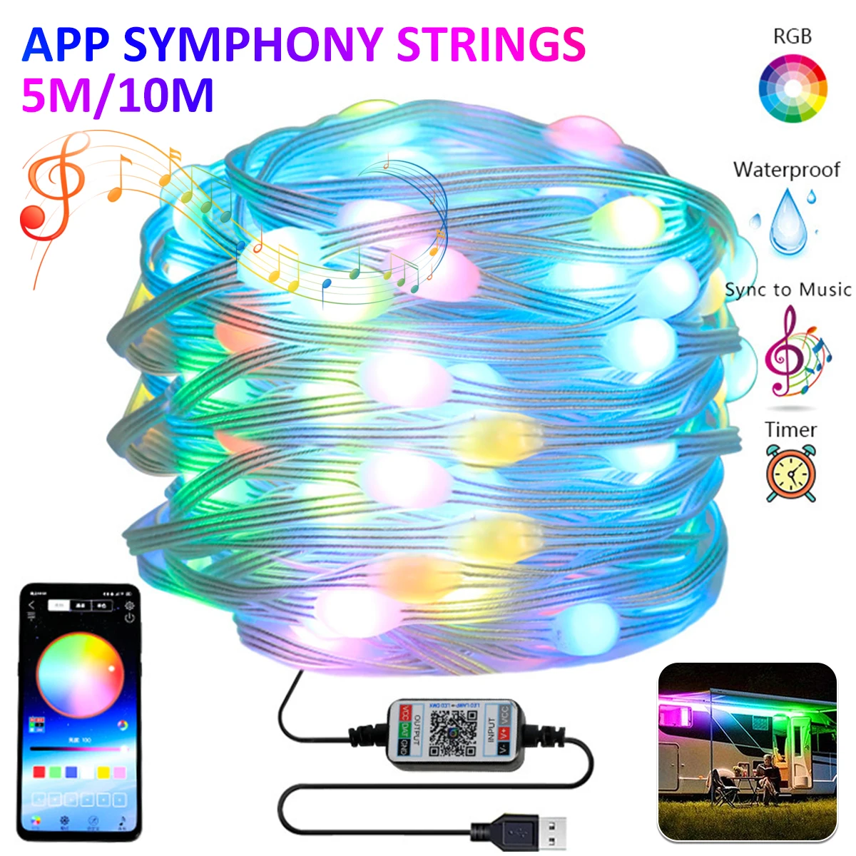 

Christmas LED Fairy Lights Bluetooth APP Control String Lights IP65 Waterproof Lamp for Christmas Tree Wedding Decoration