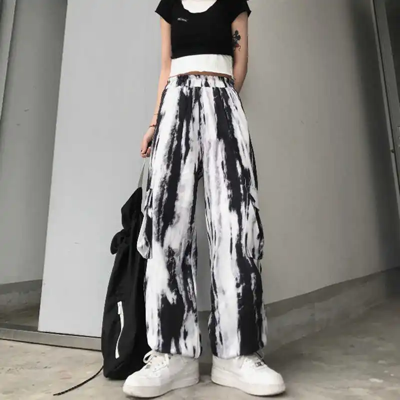 Женские прямые брюки 2021 летние темные рабочие в гонконгском стиле Харадзюку с