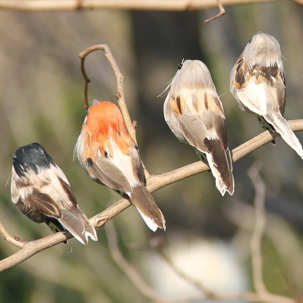 

4Pcs Artificial Feathered Birds Vivid Bird Ornaments Decoration Props for Home Garden Party (Random Colors)