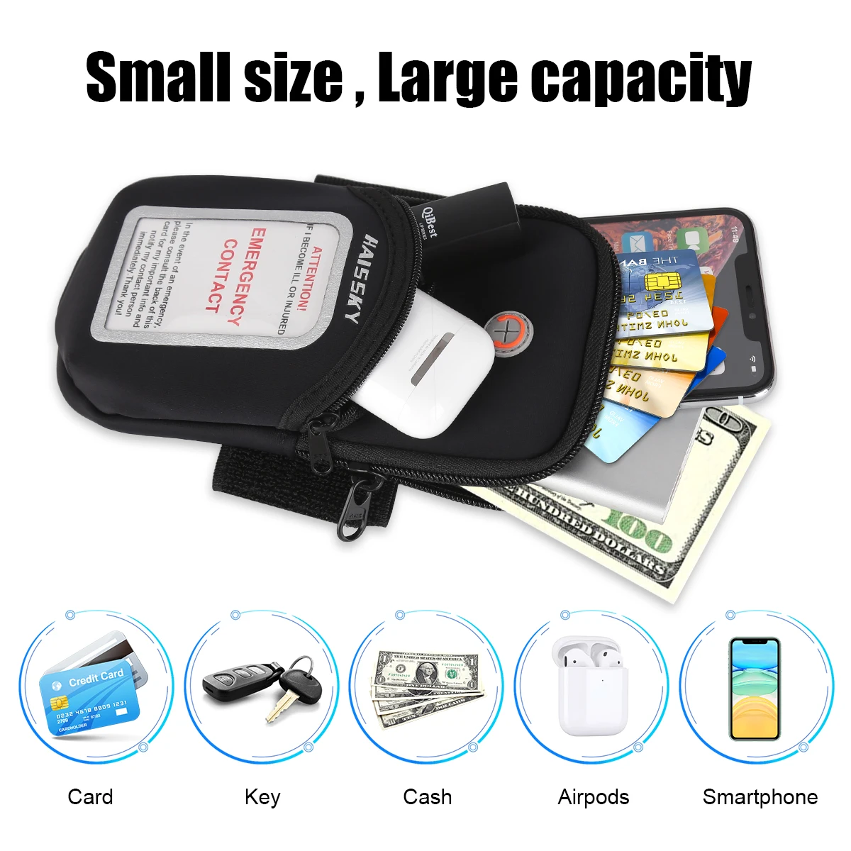 haissky sports running arm band bag emergency card wallet belt on hand mobile phone pouch for iphone 13 12 11 pro max xiaomi 11 free global shipping