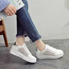 Кроссовки женские на толстой подошве, однотонные дышащие, маленький размер, белые, летний сезон
