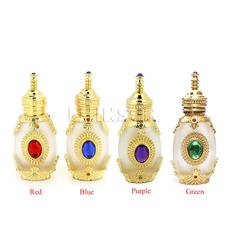 

15ml Pattaya Style In Thailand Antiqued Metal Froste Glass Perfume Bottle Essential Oils Doterra Bottles with Glass Stick