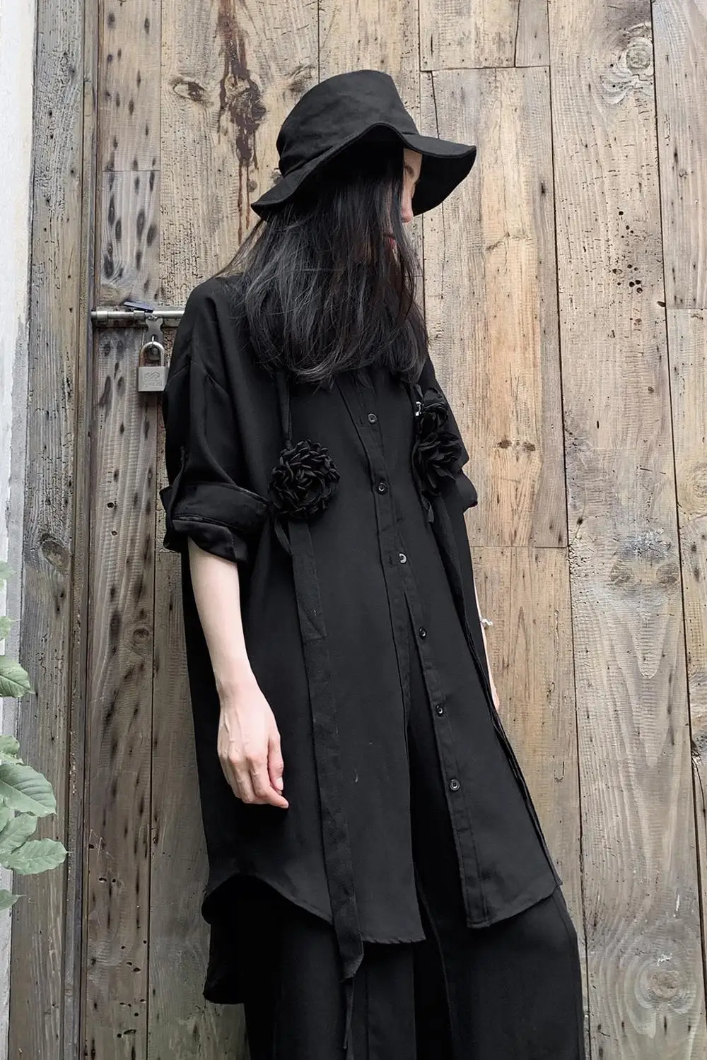 Yoji dark yamamoto couture минимализм ретро Повседневная рубашка с длинными