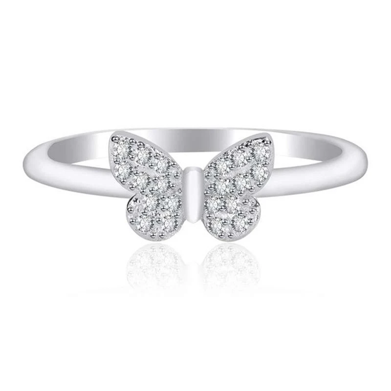 

Ring Gift Party Jewelry 5-11 Romantic Finger Decor Wedding Rings Romantic Copper Elegant Butterfly Zircon Butterfly Finger Ring