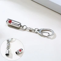 carry your daily medicine in this capsule medicine pill key chains with custom engrave medicine names stainless steel jewelry