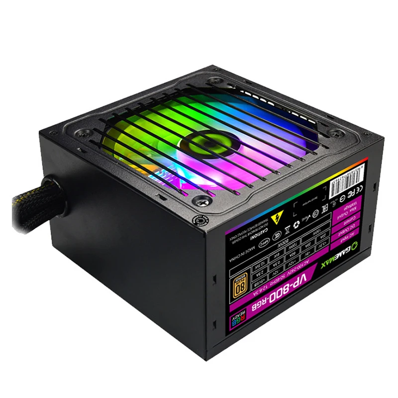 

VP-800-RGB Power supply 80+APFC active, rated 800W desktop power supply, colorful ambient light DIY installation