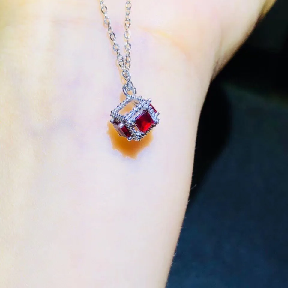 Ожерелье BOEYCJR из серебра 925 пробы с квадратным Рубином цепочка ювелирные изделия