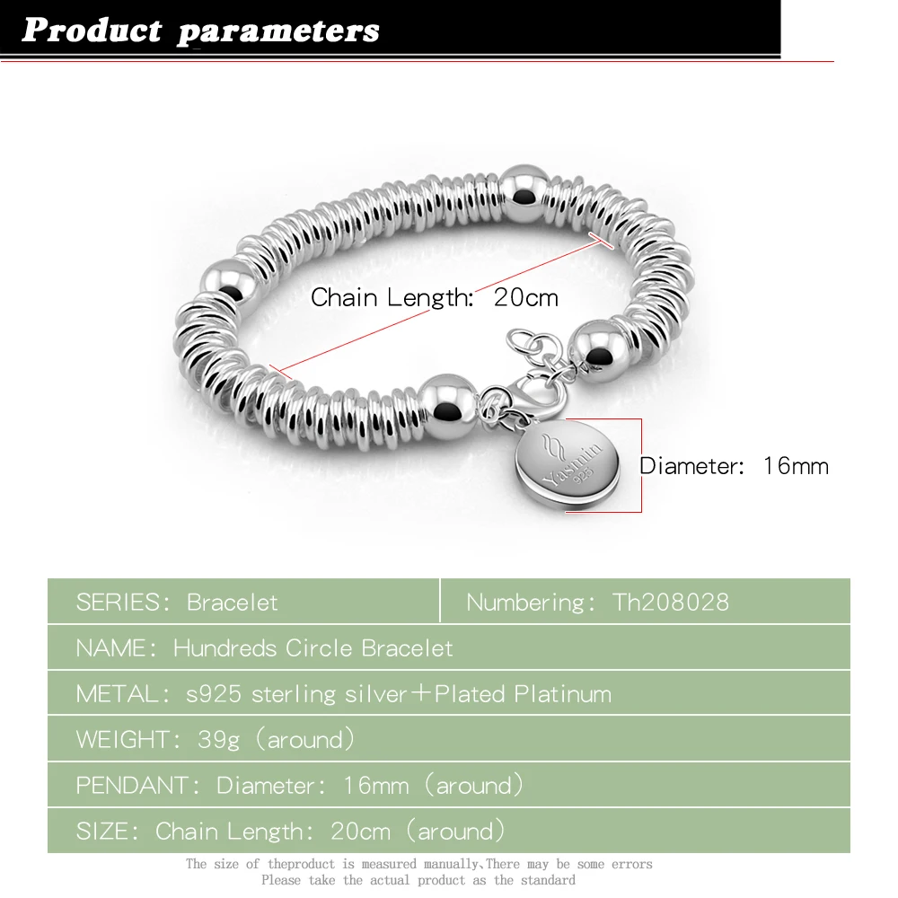 Браслеты-цепочки и звеньев браслеты из стерлингового серебра 925 пробы для женщин