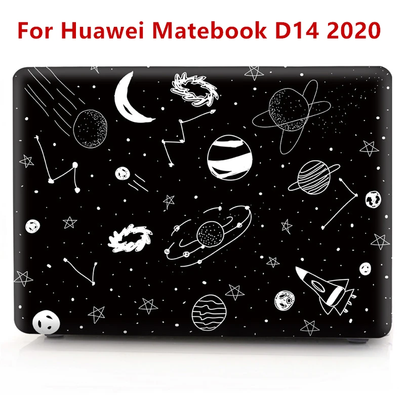 Матовый чехол с мраморным блеском для Matebook D14 жесткий прозрачный космосом и