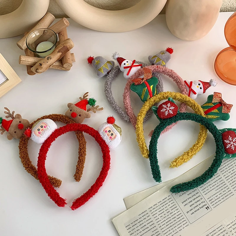 

Christmas Headband, Elk Horn Snowman Shape Cute Headwear Children's Gift Holiday Party Decoration Face Wash and Makeup Hair Clip