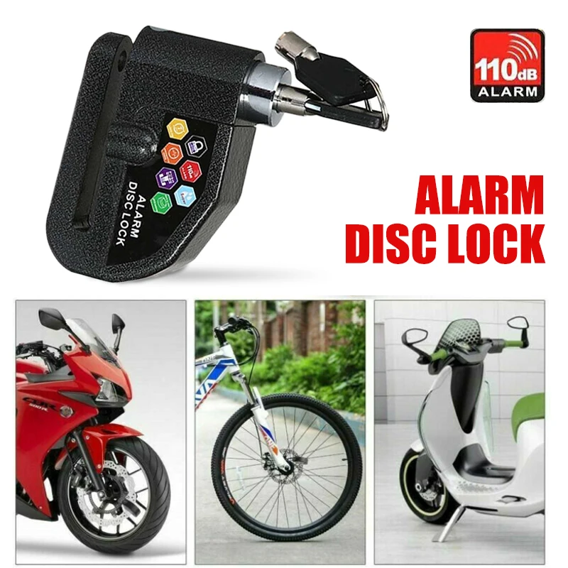 

Anti-Theft Motorcycle Wheel Alarm Brake Disc Lock Universal Two Keys Rotor Lock Portable Loud Brake Rotor Lock Bike
