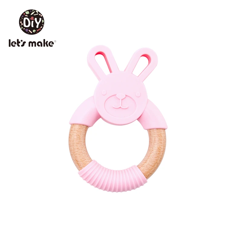 Rabbit Pink Детские Прорезыватели, прорезыватели для зубов, Силиконовые Прорезыватели для зубов, мультяшная мышь, BPA Free, Лидер продаж, новинка, для еды, сделай сам, пустышки, 1 шт., прорезыватели - Цвет: Rabbit Pink