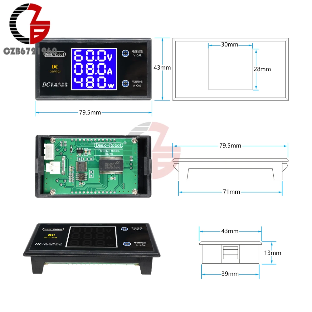 Цифровой вольтметр постоянного тока 100 в 10 А, амперметр, ваттметр, 50 в, 5 А, вольтметр, измеритель силы тока, тестер емкости автомобильного аккумулятора, 12 В, 24 В, 48 В, 72 в