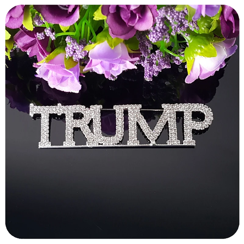 Blingbling большой размер кристалла «Трамп» слово Брошь булавка Роскошные ювелирные изделия ручной работы